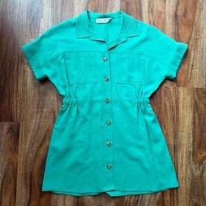 Zara Vibrant Green V-Neck Dress